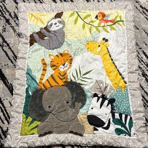 Colorful Jungle Animal Baby Quilt